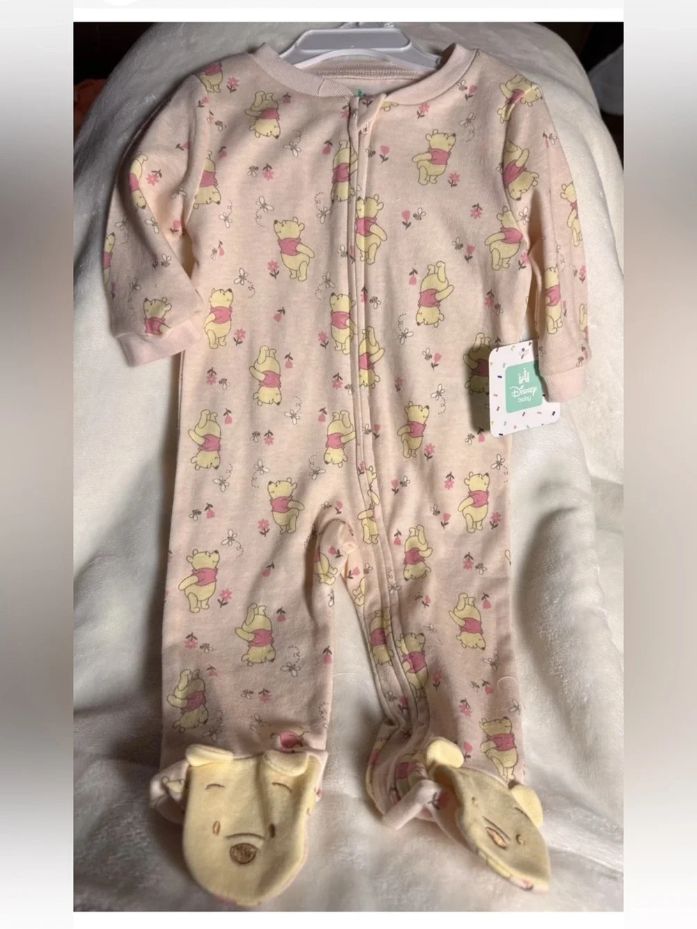 Disney Pink Winnie the Pooh Footed One-Piece Pajamas